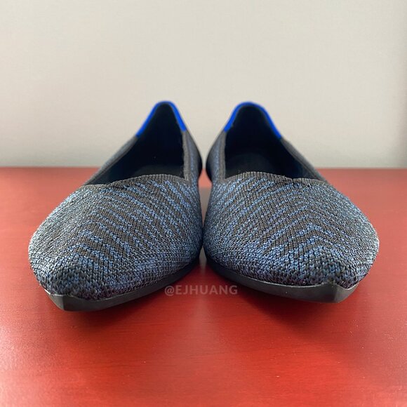 Rothy's The Point in Night Metallic Navy Zebra Tiger Stripe Animal Print Flats - Picture 2 of 8